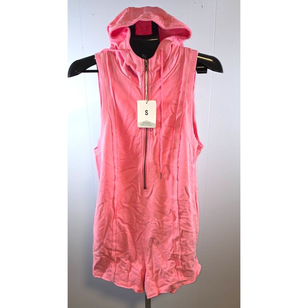 Fashion Clothing Co Pink Hooded Romper Shortall Shorts One Piece Small S New